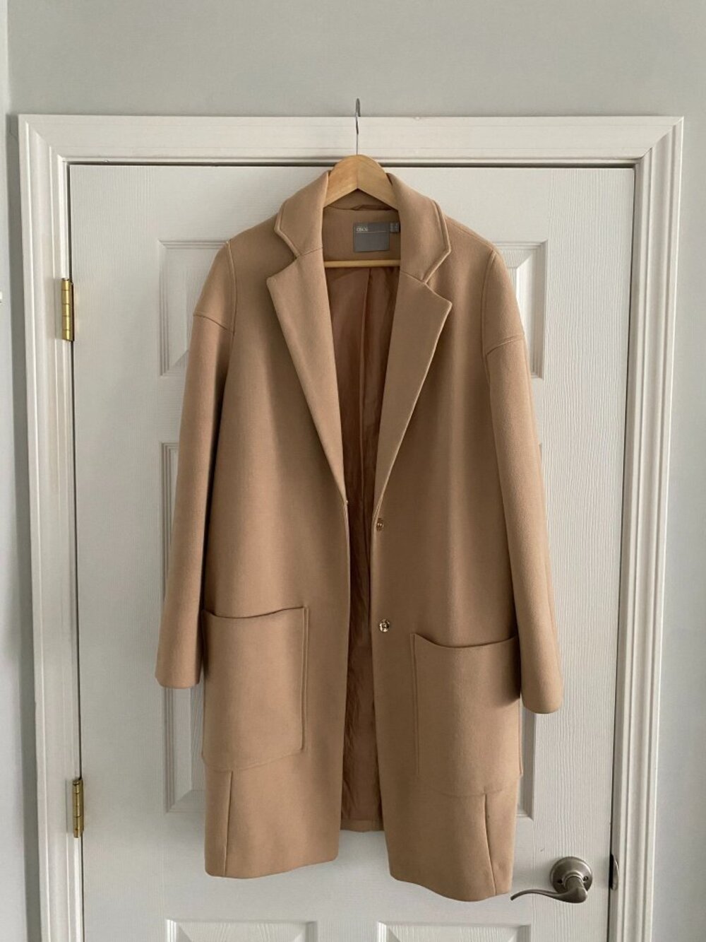 ASOS TALL Crepe Pocket Detail Coat - Camel / US 4